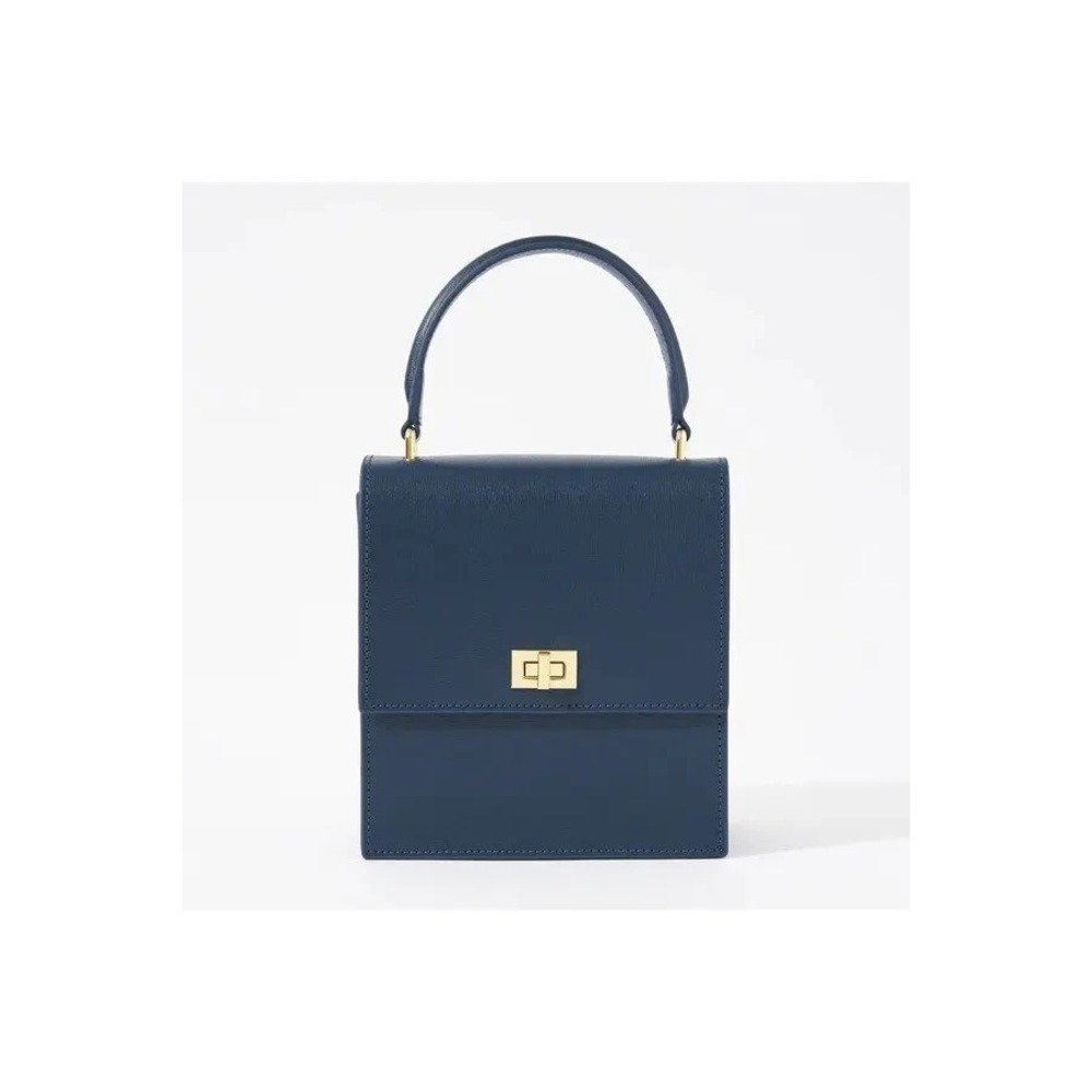 Neely & Chloe New Mini Lady No. 19 Saffiano Leather Navy Blue Bag Purse